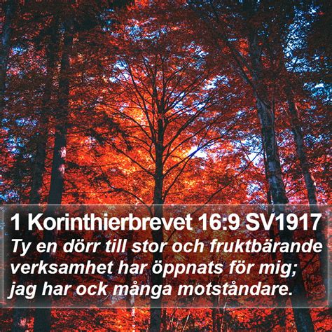 1 Korinthierbrevet 16 9 SV1917 Ty en dörr till stor och fruktbärande