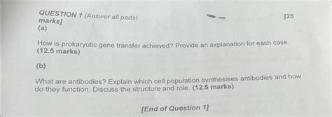 Solved Question 1 Answer All Parts Marks 25 A How Is