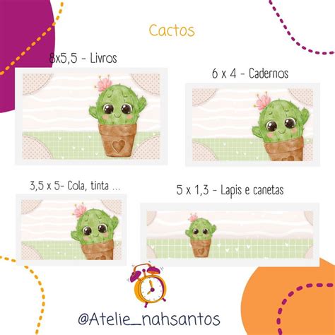 Etiqueta Escolar Personalizada Cactos Elo7 Produtos Especiais