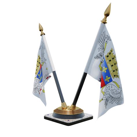 saint barthelemy ilustração 3d suporte de bandeira de mesa dupla v