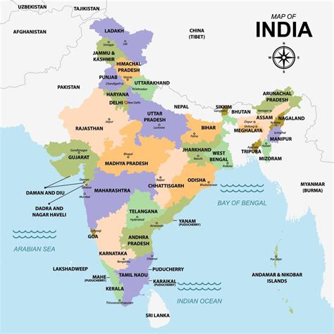 India Political Map Outline Vector Art Icons And Graphics For Free Download