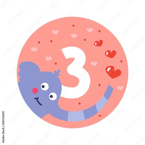 3 Months Baby Milestones Card with Cute Elephant. Vector illustration ...