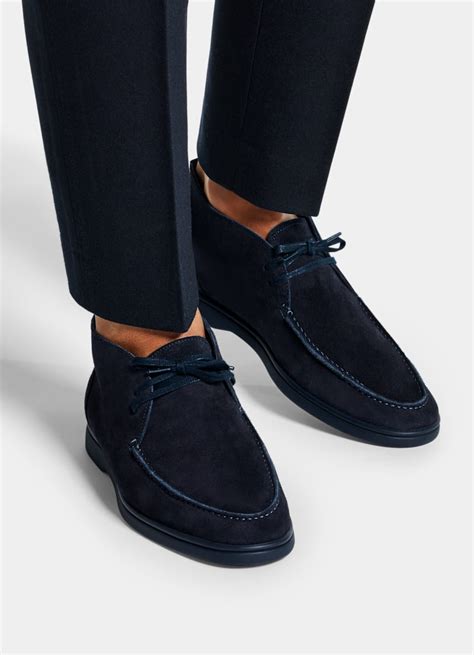 Navy Chukka Boot in Italian Calf Suede Double Face | SUITSUPPLY US