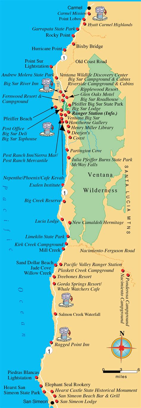 Maps, Directions, and Transportation to Big Sur California