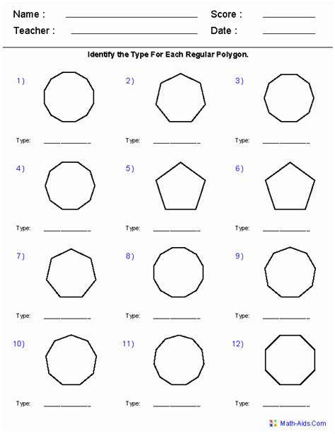 Angles In Polygons Worksheets