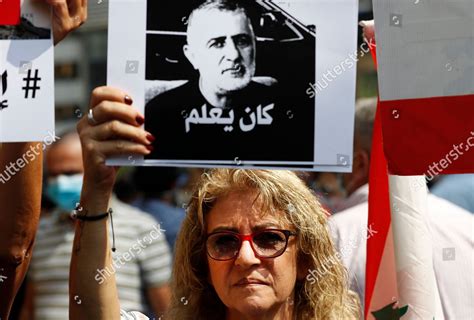 Protester Holds Portrait Wafiq Safa Top Editorial Stock Photo Stock