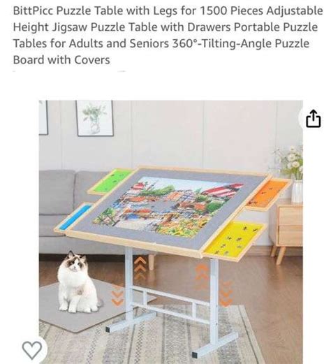 Bittpicc Puzzle Table With Legs For Pieces Adjustable Height