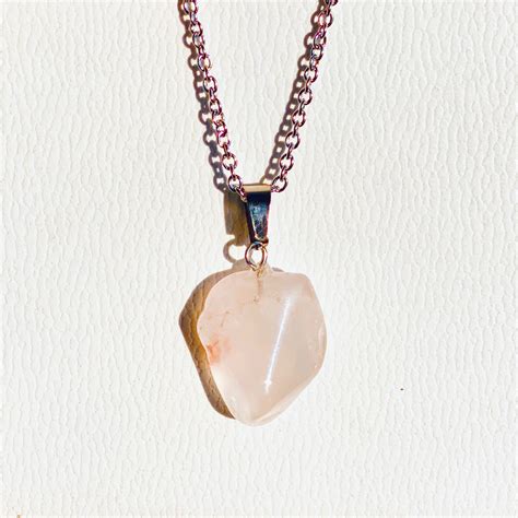 Rose Quartz Crystal Pendant Necklace Natural Polished Etsy