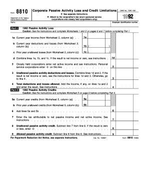 Fillable Online Irs Form Corporate Passive Activity Loss And