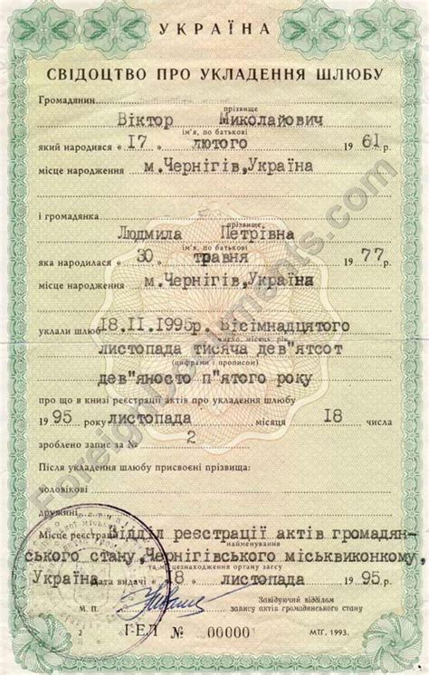 Certified Translation Of Ukrainian Marriage Certificate