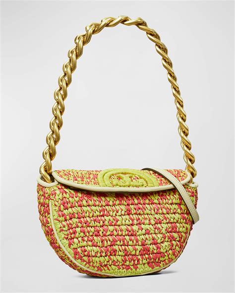 Tory Burch Fleming Mini Crochet Crescent Shoulder Bag Neiman Marcus