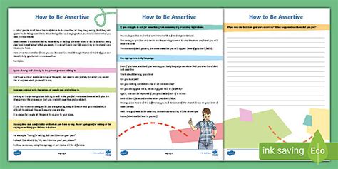 How To Be Assertive Sheet Assertiveness Training Materials