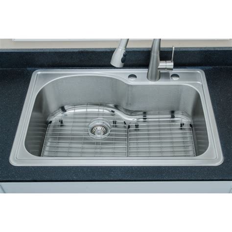 Shop Wells Sinkware 18 Gauge Offset Single Bowl Topmount Stainless Steel Kitchen Sink Package