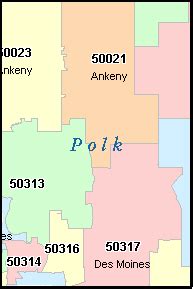 POLK County, Iowa Digital ZIP Code Map