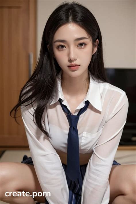 School Uniform Black Hair Small Breast AI Porn