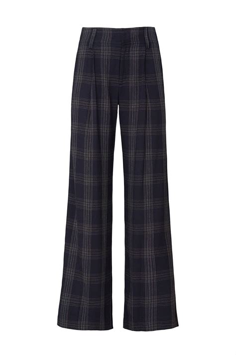 Blue Plaid Wide Leg Pants By Vince Rent The Runway