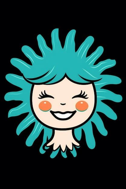 Premium Photo A Cartoon Girl With Blue Hair And Orange Eyes Generative Ai