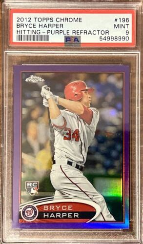 Bryce Harper Rc Topps Purple Chrome Refractor Card Psa Grade Mint