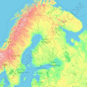 Finland topographic map, elevation, terrain