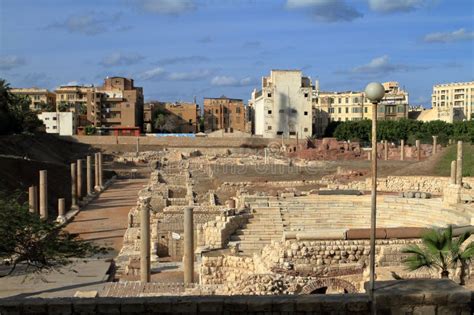 The Ruins Of The Roman Amphitheater In Alexandria Stock Image Image