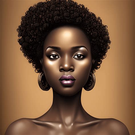 Melanin Dark Skinned Woman Big Curls Hyperrealistic · Creative Fabrica