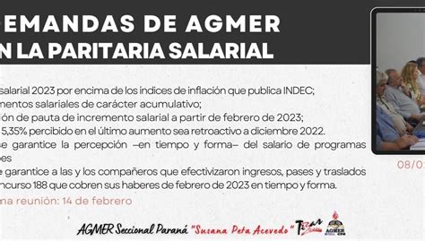 Demandas de Agmer en la paritaria salarial AGMER Paraná