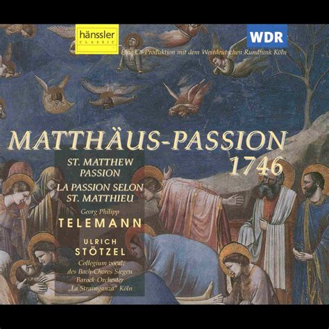 Telemann St Matthew Passion By Barbara Schlick Hans Georg Wimmer