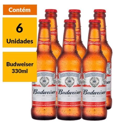 Cerveja Budweiser 330ml Pack 6 Unidades Gelada No Shoptime