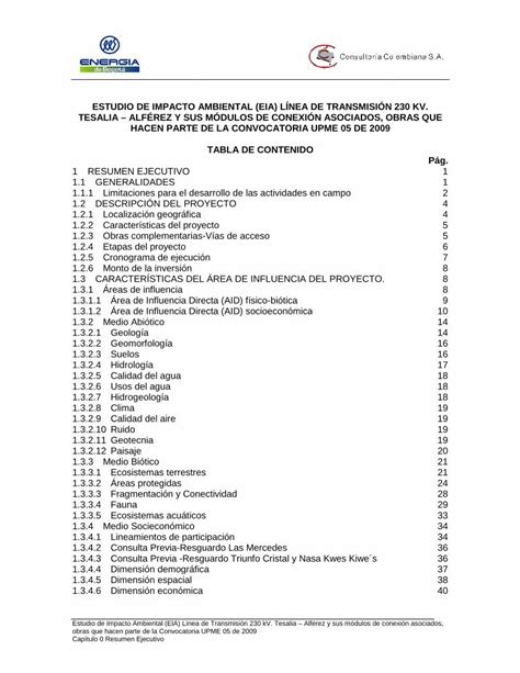 Pdf Estudio De Impacto Ambiental Eia L Nea De Estudio De