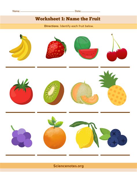 Fruits And Vegetables Worksheets