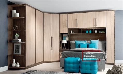 Jogo Quarto Modulado Casal Henn Canto Closet Diamante Moka Fendi