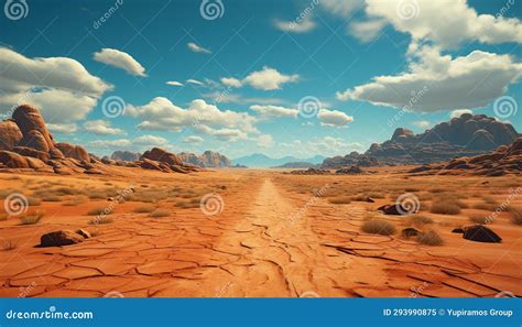 Majestic Mountain Range Dry Sand Dunes Blue Sky Eroded Rock