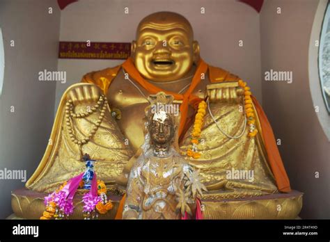 Phra Sangkajai Smiling And Happy Buddha And Guanyin Buddha Statue At