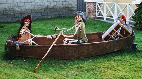 Skeleton Pirates Rowing A Boat Great Outdoor Yard Decor For Halloween Hallowee Pirate