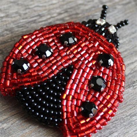 Beaded Ladybug Pin Woodland Ladybird Jewelry Cute Insect Etsy Diy