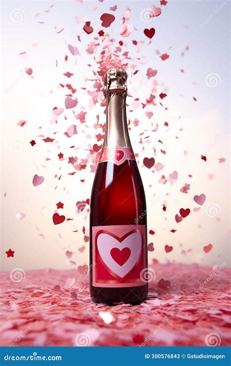 Romantic Celebration With Wine Love And Confetti Generated By Ai