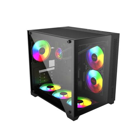 Gabinete Gamer Pcyes Forcefield Black Vulcan Mid Tower Lateral E