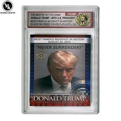 Donald Trump Never Surrender Collectible Headshot Mugshot Card Ebay