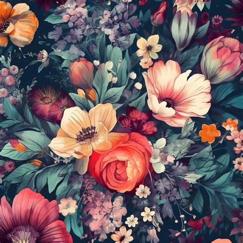 Premium Photo A Floral Wallpaper With A Floral Pattern