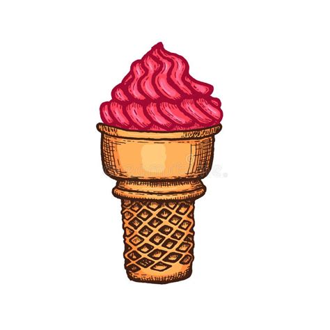 Ice Cream Cone Sketch Hand Drawn Vector Stock Vector Illustration