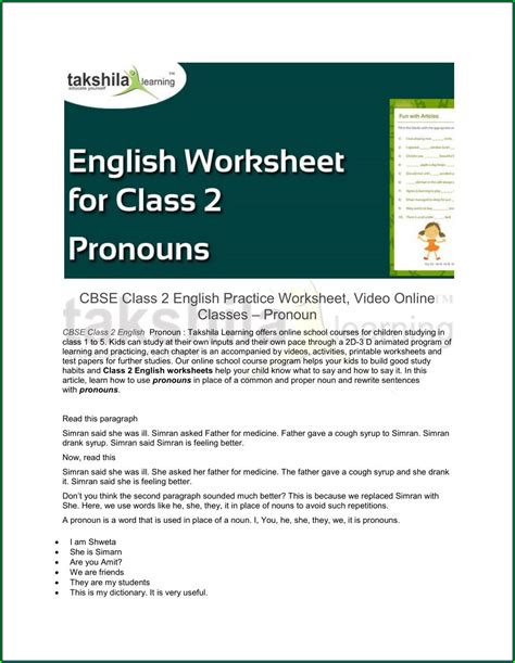 Grammar Class 10 Worksheet