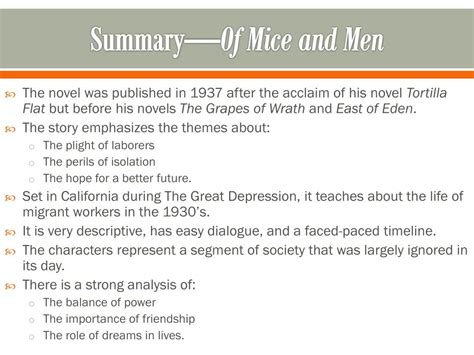 Of Mice And Men Analysis Summary