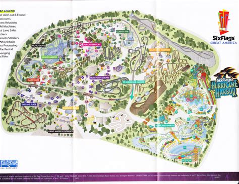 IL Gurnee Park Map Six Flags Great America 2012 Historical Memorabilia ...