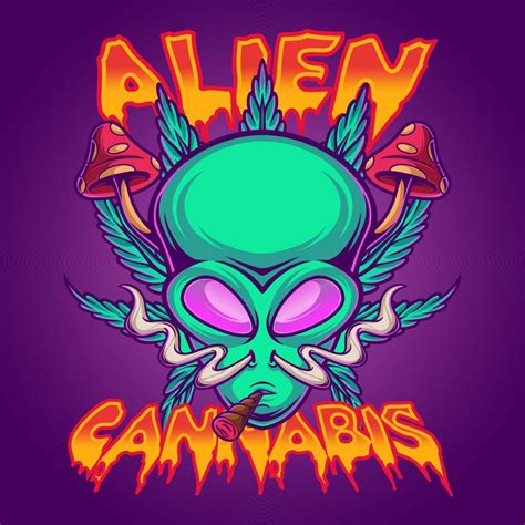 Alien Cannabis Mascot Logo Template 9554485 Vector Art At Vecteezy