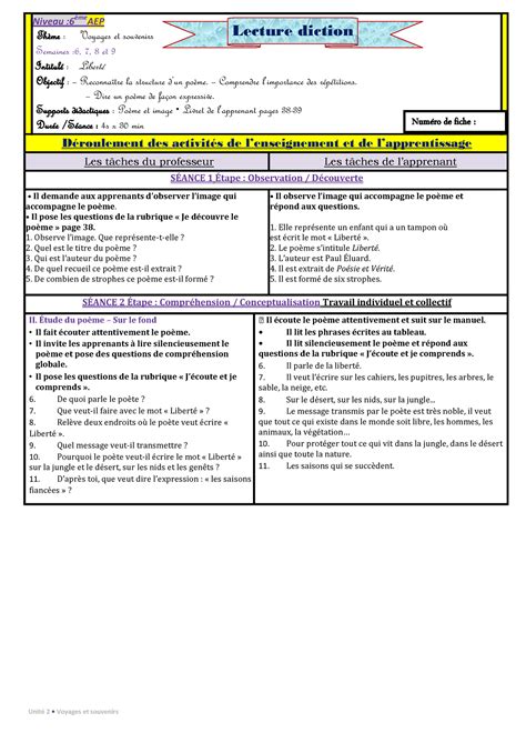 Fiches Mes Apprentissages Unit Voyages Et Souvenirs