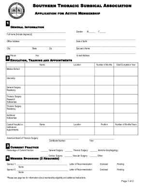 2022 2025 Form Southern Thoracic Surgical Association Application For