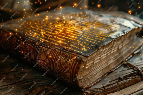 Premium Photo An Ancient Spell Book With Magic Glowing Symbols