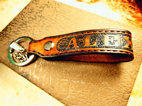 Personalized Key Leather Keychain Mens Keychain Personalize