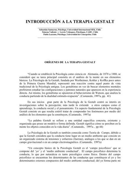 IntroducciÓn A La Terapia Gestalt