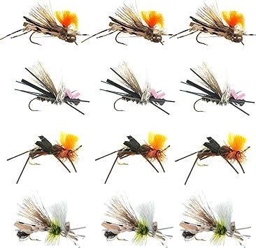 Dropper Hopper Foam Body Grasshopper Trout Flies Assortment 12 Dry